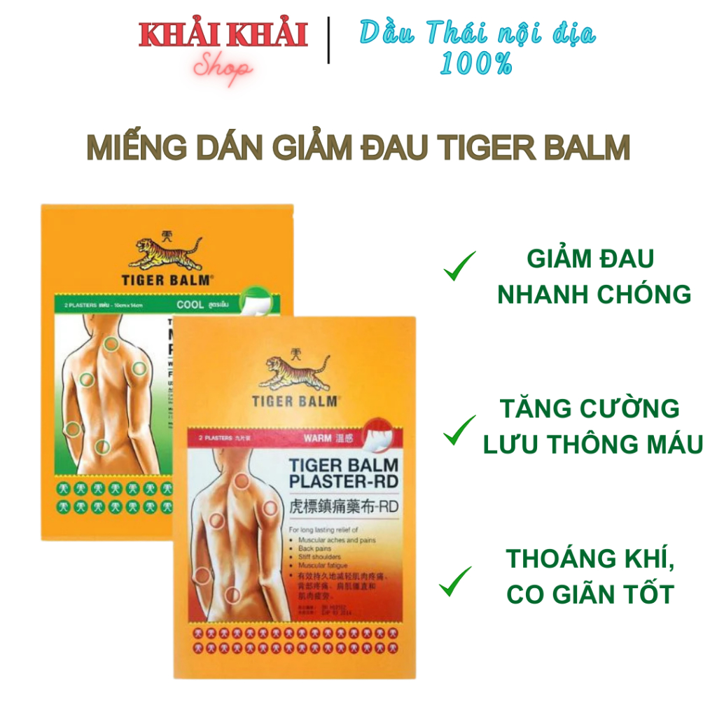 Miếng dán Tiger Balm Thái Lan, cao dán giảm đau con hổ Thái Lan