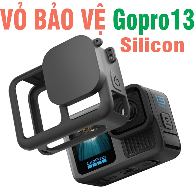 Vỏ bảo vệ gopro 13 bằng silicon - bảo vệ máy gopro13 chống va đập trầy xước kèm nắp bảo vệ lens