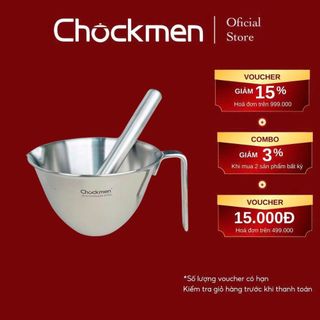  Set Chày Cối Có Tay Cầm CHOCKMEN Inox 18 10 Cao Cấp Dày Dặn 10-14Cm Chày Cối Giã Tỏi Ớt Gừng Gia Vị Tiện Dụng Nhà Bếp 