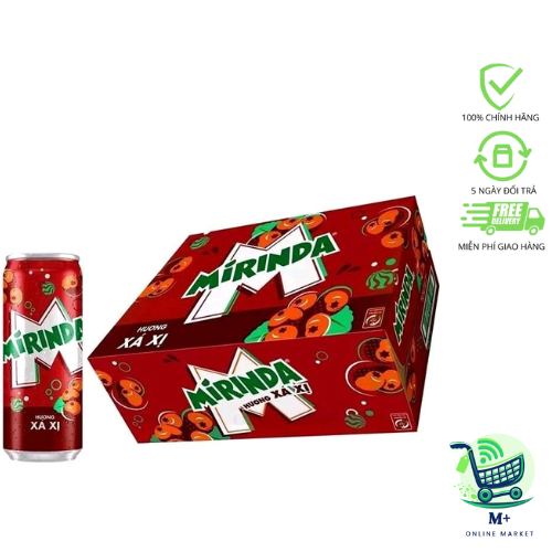 Thùng 24 lon nước Ngọt Có Gaz Mirinda Xá Xị (320ml/lon)