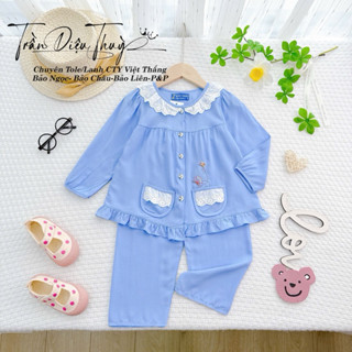 [6-22kg] Bộ tay dài Thương hiệu Bảo Châu cho bé gái, vải Tole/Lanh Công ty Việt Thắng.