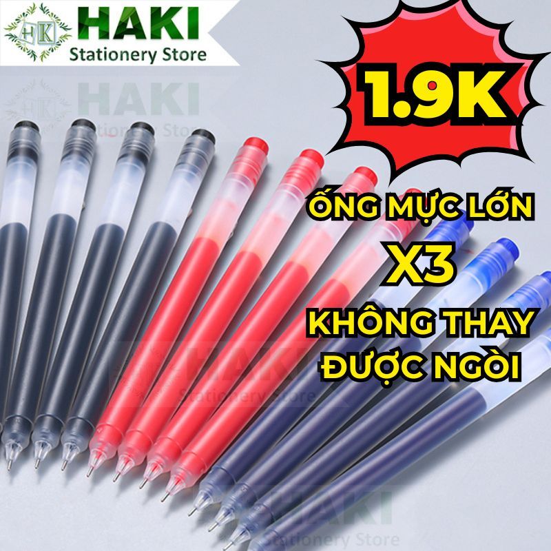  Bút gel HAKI màu đen đỏ xanh Resun ngòi 0.5mm ống mực to liền thân bút tiện dụng B64  lẻ 1 bút  
