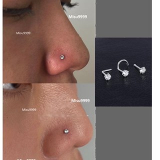 Khuyên cánh mũi nostril titan đính đá 1.5, 2, 2.5, 3mm ,thân L, Cong, Thẳng