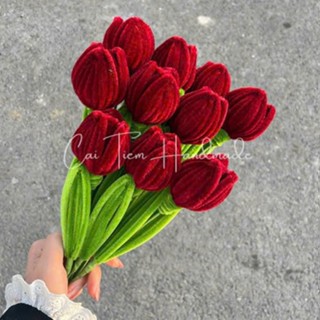 [Làm sẵn] Hoa Tulip 1 bông - Hoa tulip kẽm nhung làm sẵn nhiều màu..CT07