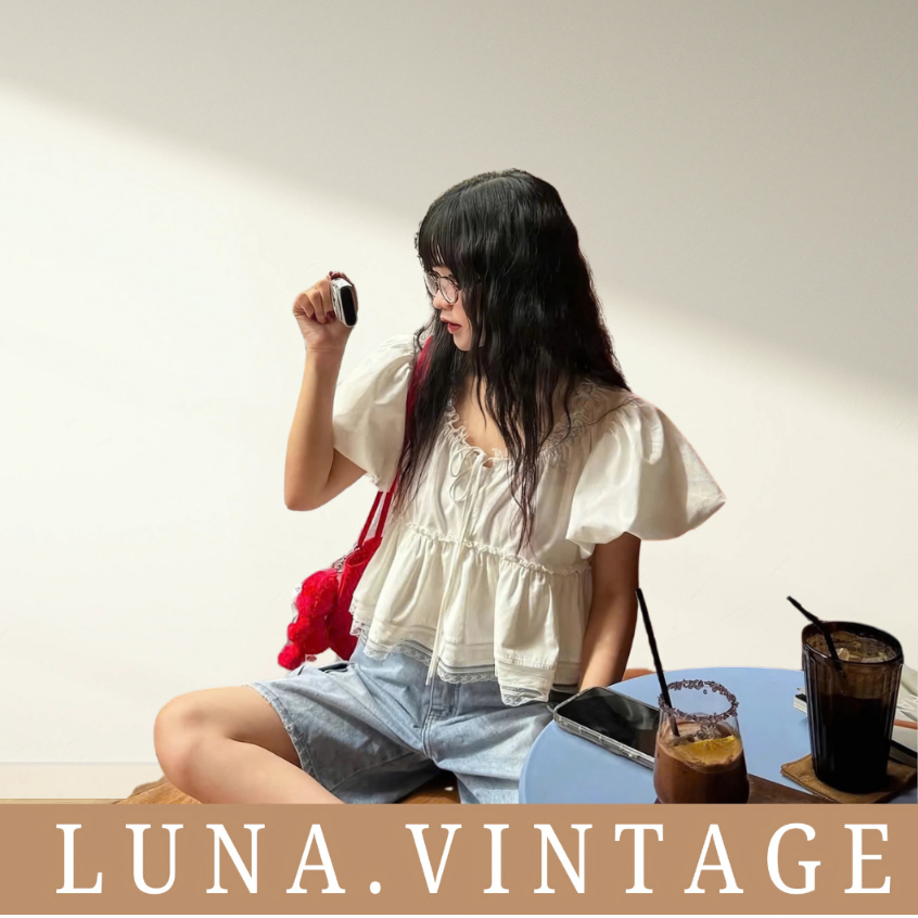 (Hàng QC)  Áo babydoll cổ ren xòe bồng tiểu thư ulzzang, áo kiểu Hàn Quốc Luna Vintage