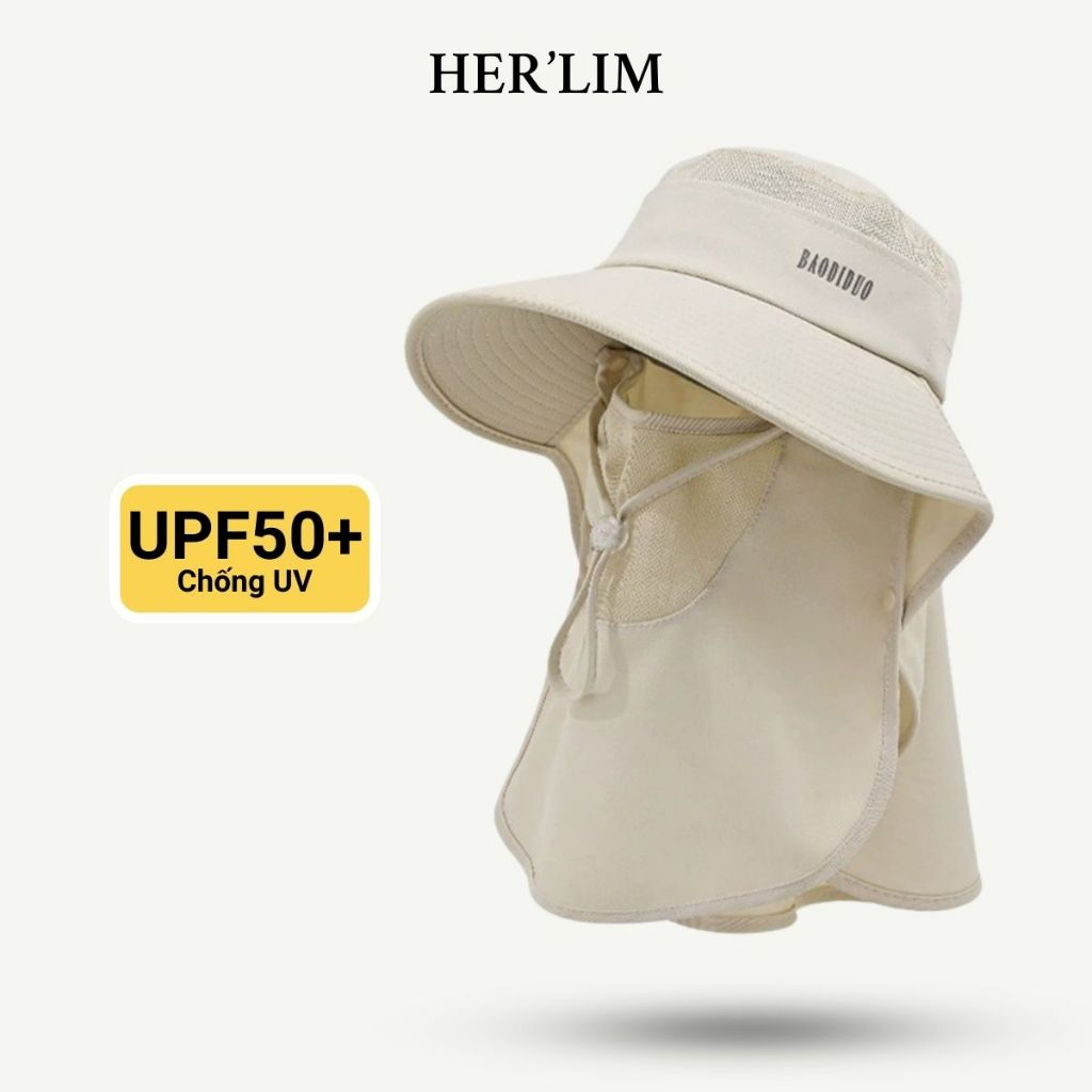 Mũ Chống Nắng Nữ HERLIM UPF50+ Chống Tia UV, Tia Cực Tím, Mũ Che Nắng Đi Biển Có Khẩu Trang Thoáng K