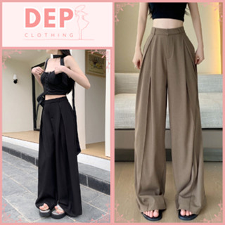 Quần tây ống siêu rộng nữ lưng cạp cao, quần vải ruby cao cấp ống suông xếp ly hack dáng nhà DEP-AT-M23