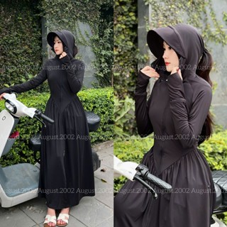 [ 2 Lớp - Tặng Kính Râm ] Áo Chống Nắng Toàn Thân Dành Cho Nữ Dáng Váy Vải Thun Lạnh Chống Tia UV