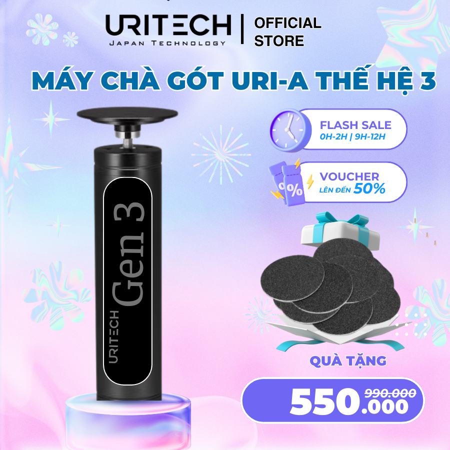 Máy Chà Gót Chân URITECH A thế hệ 3, Máy Mài Gót Chân,Tẩy Tế Bào Chết Chuyên Dụng Cho Tiệm Nail Cá Nhân Tại Nhà