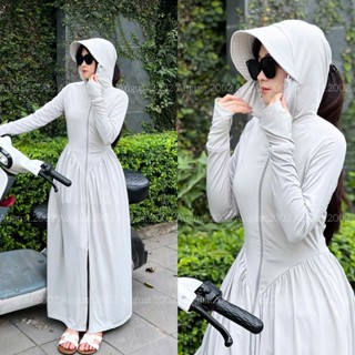 [ 2 Lớp - Tặng Kính ] Áo Chống Nắng Toàn Thân Dành Cho Nữ Dáng Váy Vải Thun Lạnh Chống Tia UV