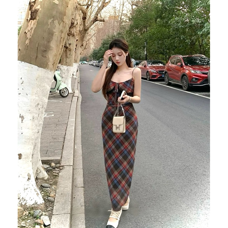 [HÀNG ĐẶT TRƯỚC] Đầm maxi hai dây thun lưới #297