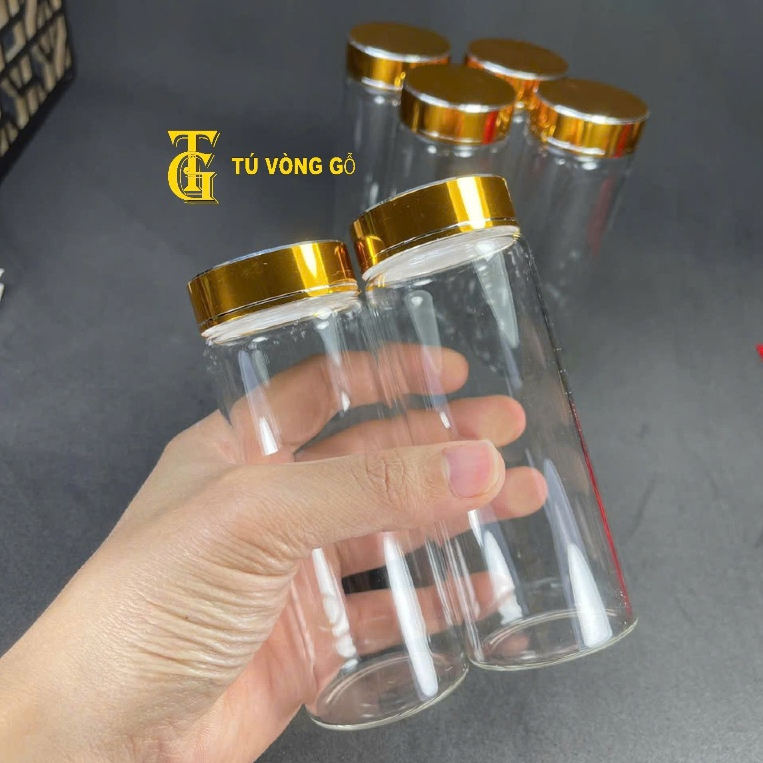 Lọ (Hũ) thuỷ tinh đựng vòng phong thuỷ kích thước 4.7x12cm | TÚ VÒNG GỖ