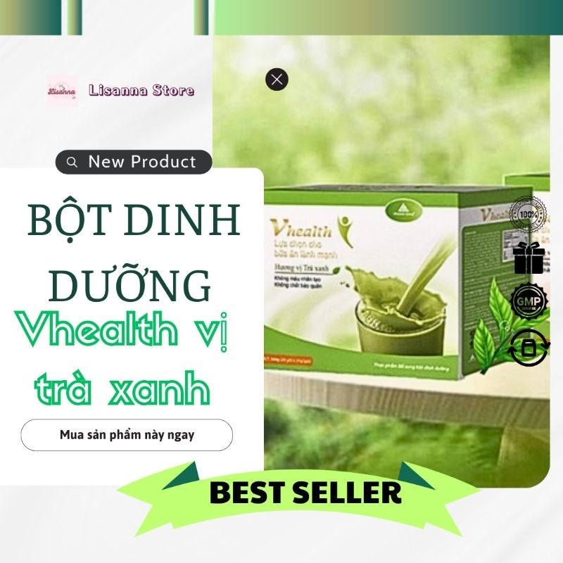 [Hàng chính hãng] Thức uống dinh dưỡng Vhealth vị Matcha 150g hỗ trợ tăng sức đề kháng, tăng giảm câ