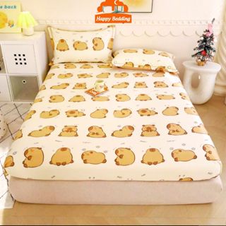 Bộ Ga Gối Trải Giường Cotton Poly, Bộ ga gối 3 món poly, ga giường + 2 vỏ gối- HappyBedding (Bo Chun Miễn Phí)