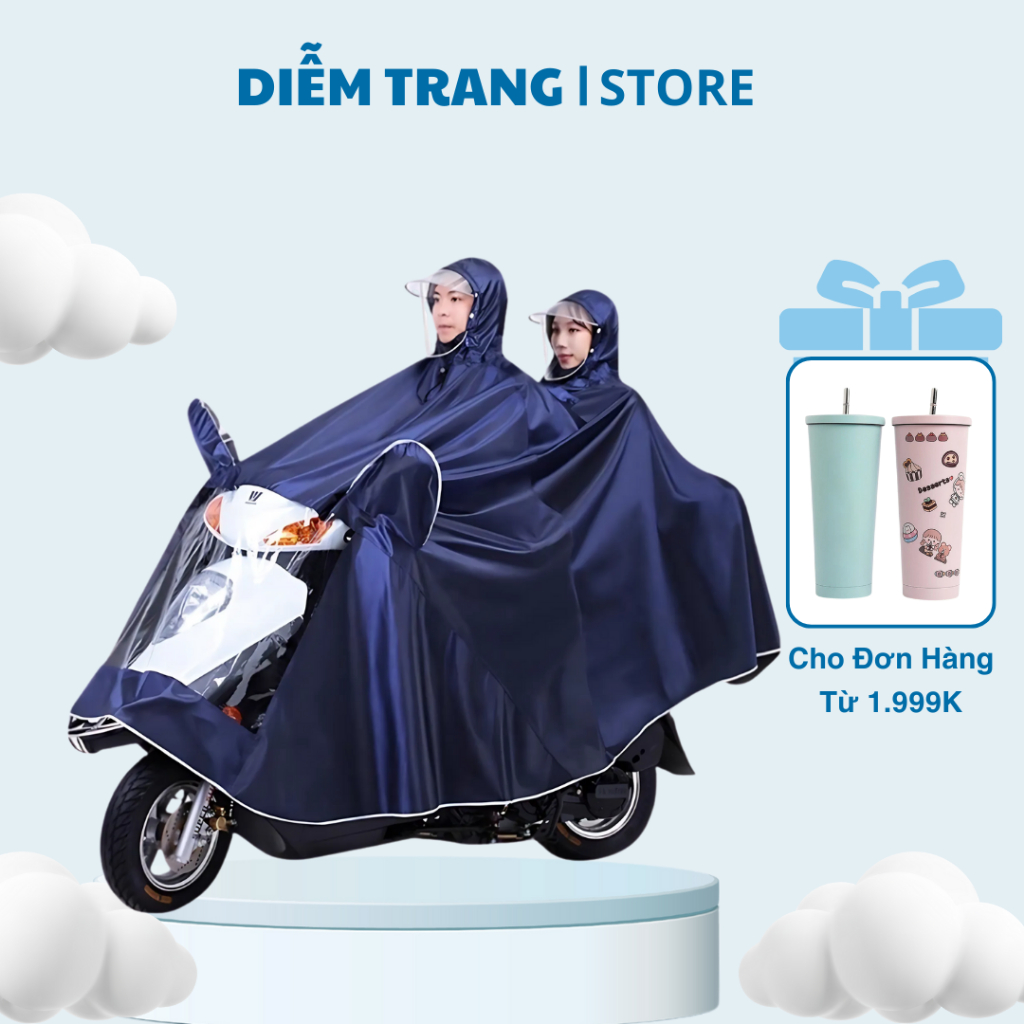 Áo mưa phản quang Didooglt, đi xe máy có kính che mưa 1 người và 2 người ( Hàng Đẹp )