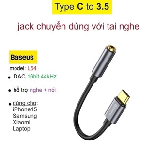 Type c to 3.5 Baseus L54, jack chuyển đổi tai nghe type c - Màu ngẫu nhiên