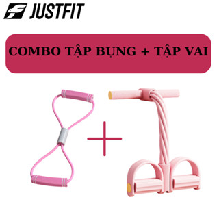 combo dây kháng lực tập bụng JUSTFIT và dây tập yoga số 8 hỗ trợ tập tay, vai tại nhà cho nữ