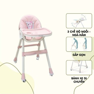 Ghế Ăn Dặm Cho Bé UMOO Ngả Lưng, Gấp Gọn Cao Cấp Chính Hãng, Điều Chỉnh Linh Hoạt, 2 Khay Bàn Ăn Kèm Bàn Chơi UM-05145