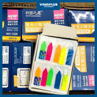 Tệp 100 Tờ Giấy Phân Trang - Giấy Nhớ Đánh Dấu Trang Nhựa PET Mũi Tên 5 Màu