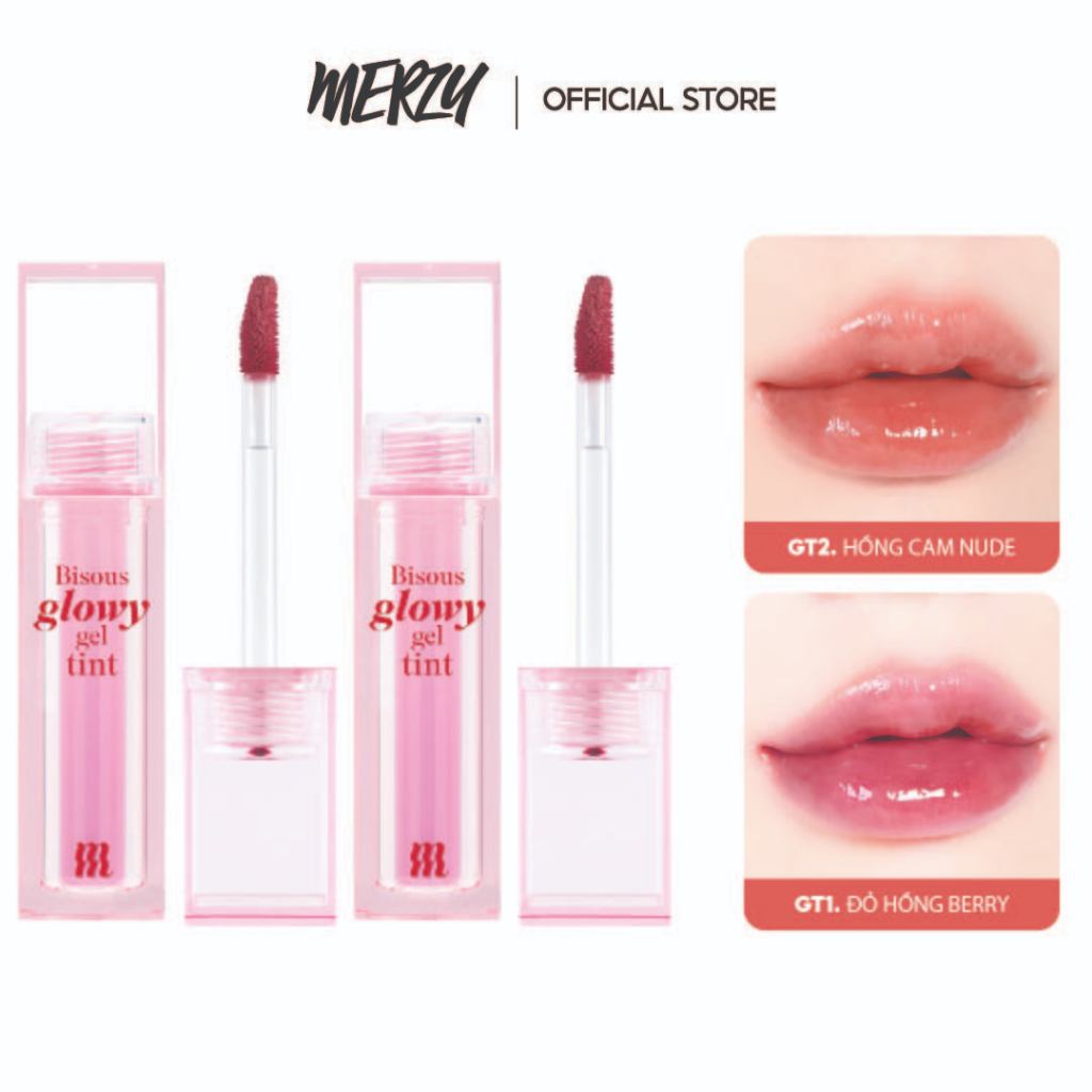   VHL x Merzy  COMBO 2 Son Bóng Pha Lê Bền Màu Merzy Bisous Glowy Gel Tint 4g x 2  HSD 6 2027  