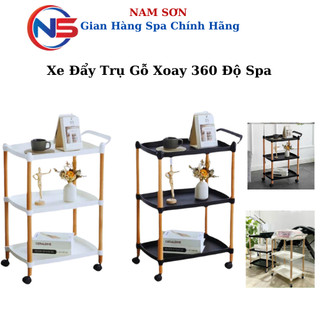  Xe Đẩy Trụ Gỗ Xoay 360 Độ Spa | Xe Ba Tầng Kệ Ba Tầng Kệ Nail Mi Móng Tóc Kệ Gỗ 3 Tầng Tiện Ích. 