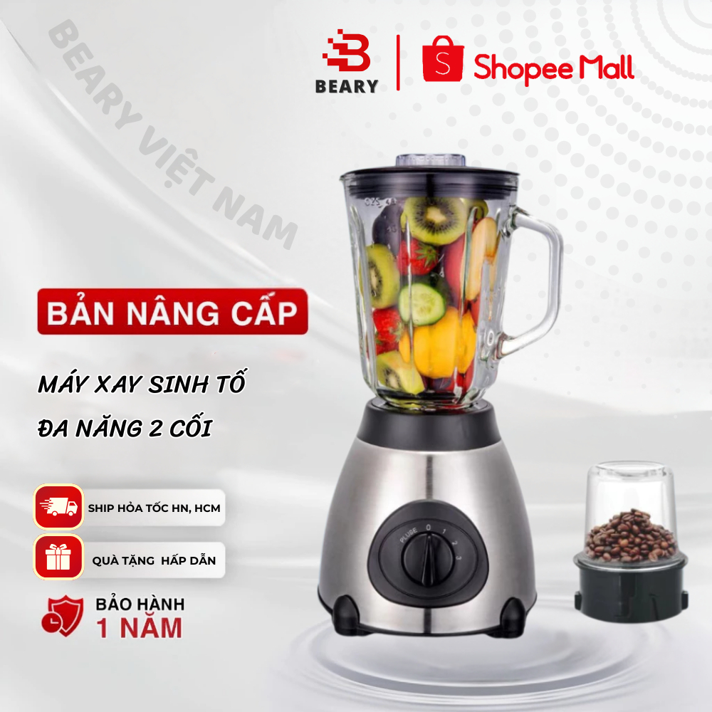 Máy Xay Sinh Tố Đa Năng 2 Cối METIS Công Suất 850W Xay Hoa Quả, Cối Xay Hạt Có Lưới Lọc Bảo Hành 12 Tháng