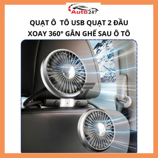  Quạt F310 đôi Ô Tô USB Quạt 2 Đầu Xoay 360° gắn ghế phụ xe ô tô 