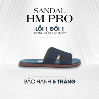 Dép HM Nam Nữ Phiên Bản PRO 2025 MS19 Full Box, Quai Da Đen, Quay Da microfiber Cao Cấp, Đế Có Sẵn Miễng Dán