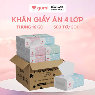 Thùng 16 gói giấy ăn cao cấp Gumi 3 lớp / 4 lớp mềm mịn, tiện lợi Khăn Giấy để Phòng Khách