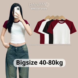 Áo thun nữ BIGSIZE Banamo Fashion áo babytee cộc tay ôm body chất liệu Bozip cotton có giãn tốt tôn dáng 3137