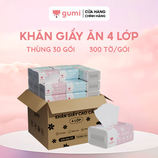 thùng 30 gói giấy ăn cao cấp Gumi 3 lớp / 4 lớp mềm mịn, tiện lợi cho gia đình