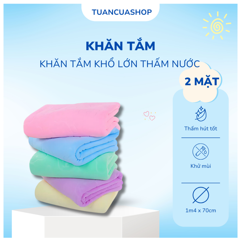 Khăn tắm khổ lớn xuất Nhật 70x140cm siêu mềm mịn không gây kích ứng da - Khăn cao cấp mềm mại đủ 6 màu (KN1m4)