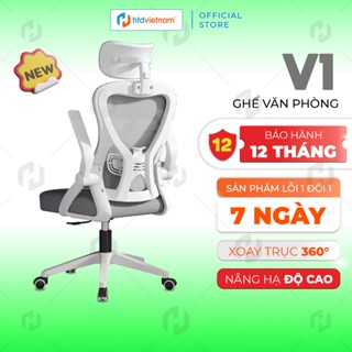 Ghế văn phòng giá rẻ HTD V1, Vải lưới tựa đầu 3D thoáng khí, tựa lưng êm ái ôm sát thắt lưng, tay ghế gập mở linh hoạt
