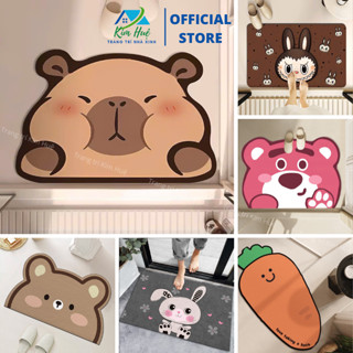 Thảm lau chân, thảm chùi chân nhà bếp bali đế cao su chống trơn trượt capybara labubu 40x60cm Kim Huệ CBL01