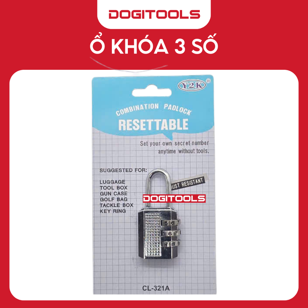 Ổ Khóa Số 3 Số CL-321A Nhiều Màu Chất Liệu Hợp Kim Xuất Xứ Đài Loan Khóa Số Cửa Nhà, Khóa Số Vali