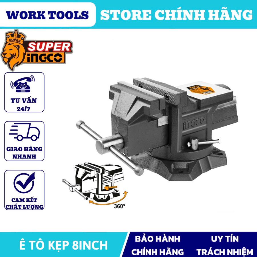 INGCO Ê tô kẹp 8 inch HBV088  (Cam kết Chính Hãng 100%)