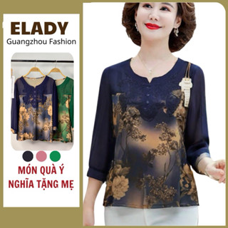 Áo Trung Niên Nữ AD1028, Áo Trung Niên Cho Mẹ Tay Lỡ Sang Trọng Vải Thun Lụa Mỏng Nhẹ, Thoáng Mát