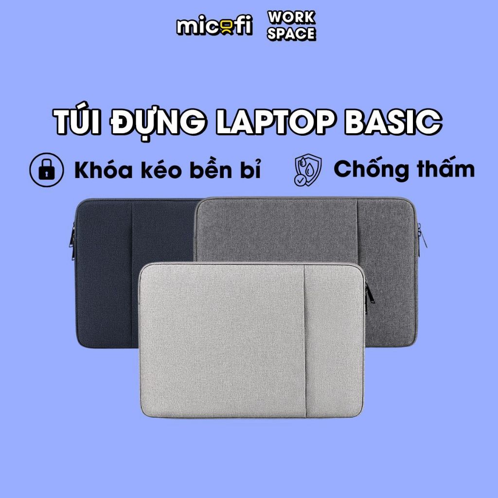 Túi Đựng Laptop Micofi Basic Chống Sốc Bao Đựng Máy Tính Macbook Nam Nữ 2 Ngăn Nam Nữ 13.3 Inch 15.6 Inch Mỏng Nhẹ