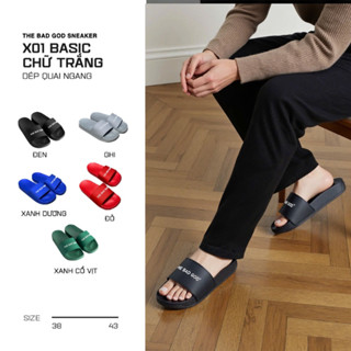Dép Quai Ngang Nam Nữ The Bad God Basic X01 Chữ Trắng Đế PVC Êm Chống Trơn Dép Slipper Local Brand Unisex