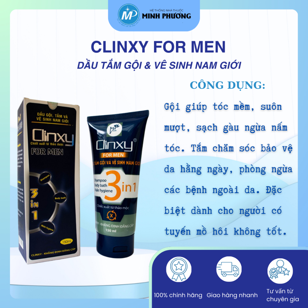 ✅ [CHÍNH HÃNG] Dầu gội, tắm & vệ sinh nam giới 3 in 1 Clinxy