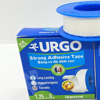 Băng keo lụa có độ dính cao Urgo syval Strong Adhessive size 1.25cm x 5m cố định băng gạc (1 cuộn)