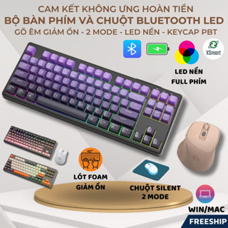 Bộ Bàn Phím Và Chuột Không Dây Bluetooth M87 Giả Cơ Full Led Lót Foam Giảm Ồn Pin Sạc Layout Win/Mac
