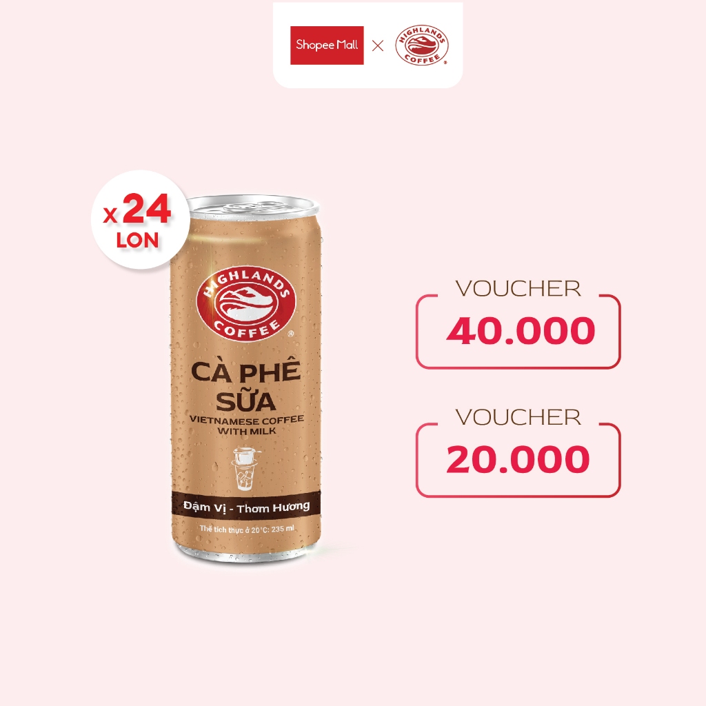 Giá Tốt 25.3 - Thùng 24 Lon Cà Phê Sữa Đá Highlands Coffee 235ml