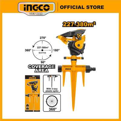 Vòi tưới nước cắm sân vườn xoay tự động 360 độ INGCO HPS13601 kích thước 38x17,4x6,4cm