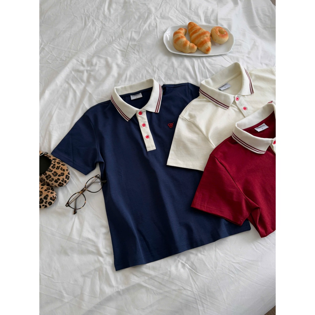Áo Baby Polo CEMMERY Local Brand Puffy Áo Polo Nữ Tay Ngắn Cotton 2 Chiều Logo Thêu Nổi Khối 3 Màu | BigBuy360 - bigbuy360.vn