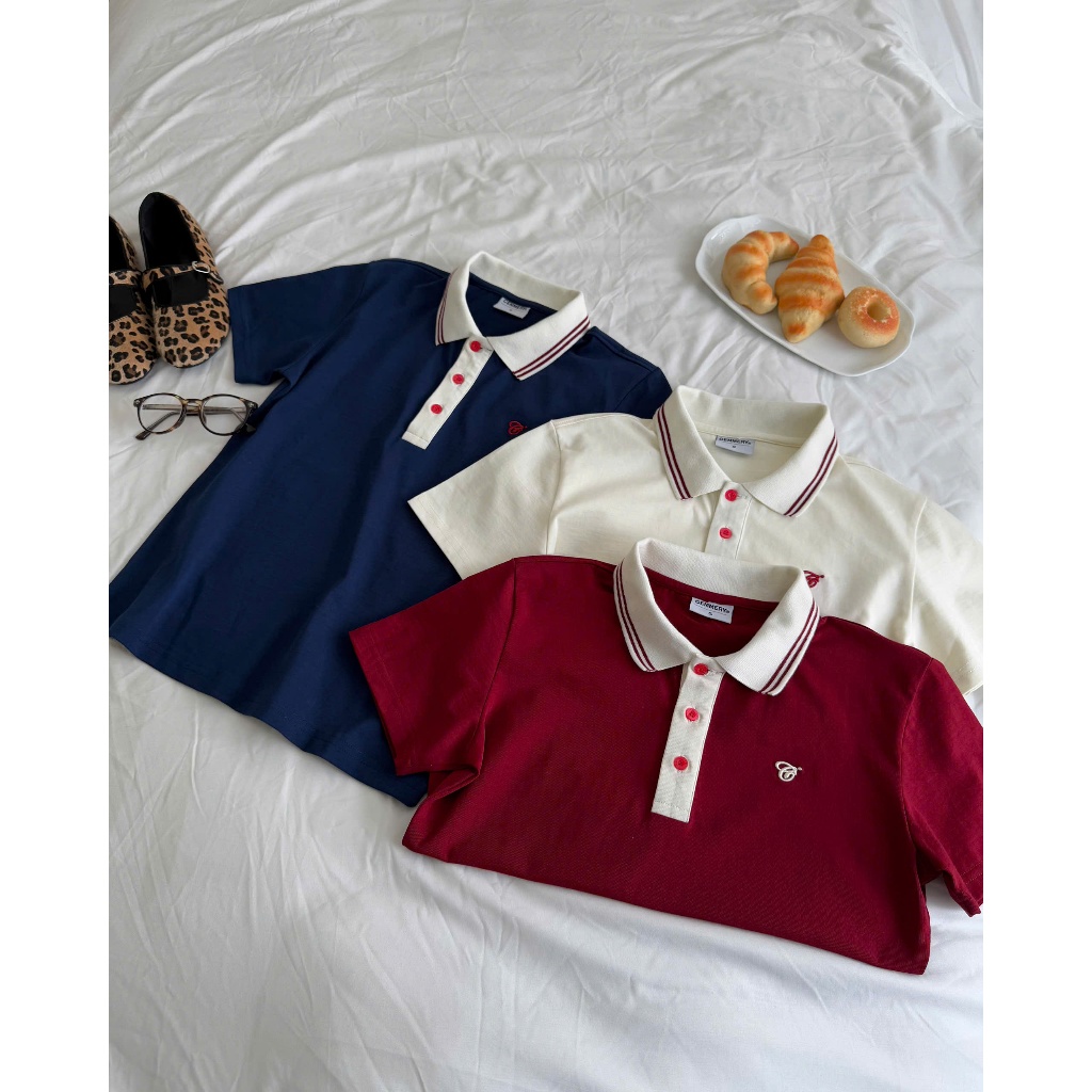 Áo Baby Polo CEMMERY Local Brand Puffy Áo Polo Nữ Tay Ngắn Cotton 2 Chiều Logo Thêu Nổi Khối 3 Màu | BigBuy360 - bigbuy360.vn