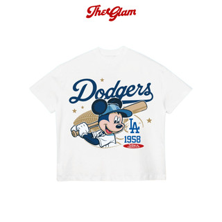  CHÍNH HÃNG - Áo Thun Boxy Trắng CHUỘT "MICKEY" - Áo Nam Nữ Cotton Thoáng mát dày dặn - TheGlam 