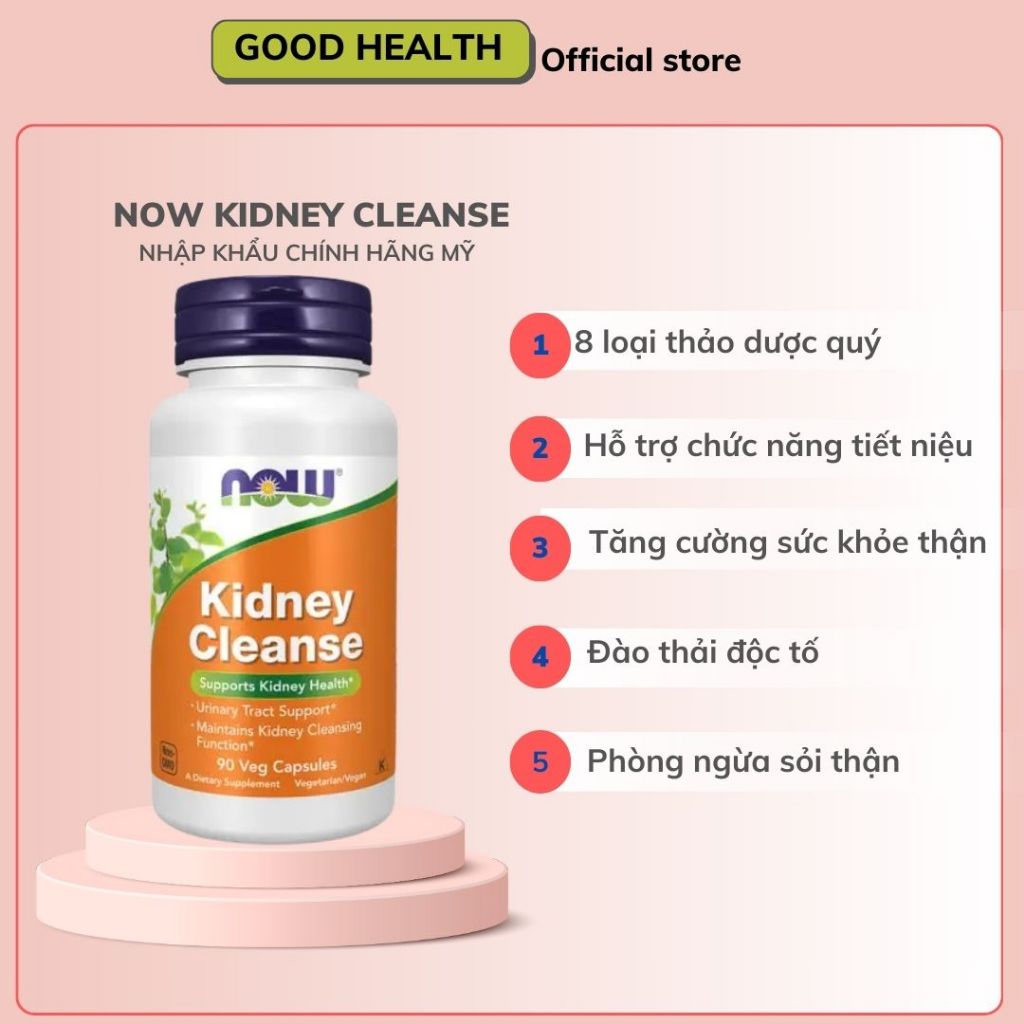 Now Kidney Cleanse - Viên uống hỗ trợ đường tiết niệu, thải độc, phòng ngừa sỏi thận