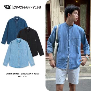 Áo Sơ Mi Demin Sơ Mi Cổ Tàu Nam Nữ Dino x Yumi Cao Cấp Vải Jean Dày Trẻ Trung Dễ Phối Đồ - SM07