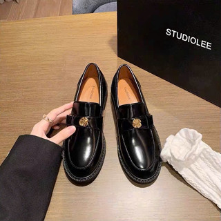 Loafer Nữ Giày Lười Hoạ Tiết Hoa Trà Vàng Duyên Dáng Thanh Lịch, Giày Loafer Phong Cách Hàn Quốc Tôn Dáng Thon Chân